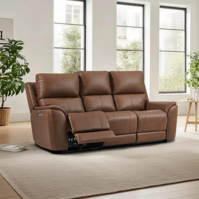 Genuine Leather Zero Gravity Power Reclining Sofa With Power Headrest, Lumbar Support and USB & USB-C Charging