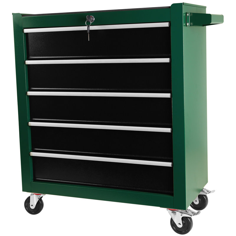 5 Drawers Rolling Tool Chest with Wheels, Portable Rolling Tool Box on Wheels, Green