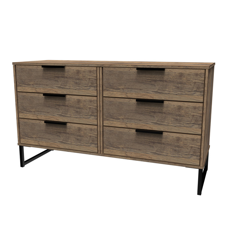 Bisceglia 115 cm W Chest of 6 Drawers, Brown