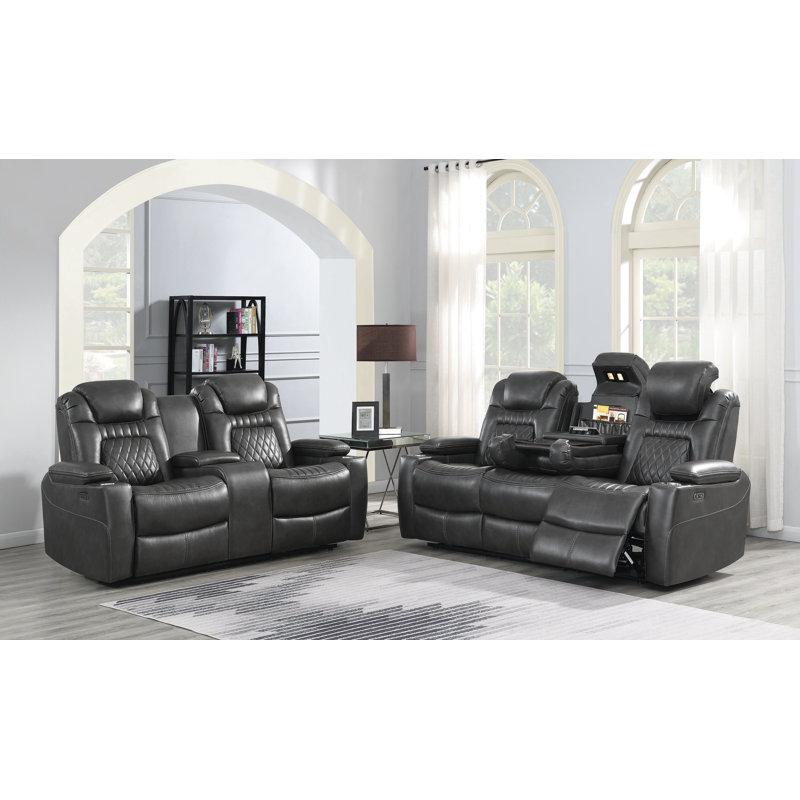 Causeuse Maya, Similicuir gris anthracite