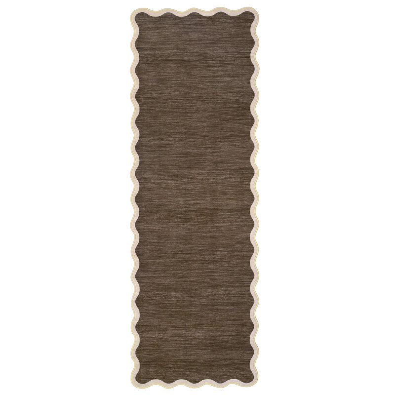 Scalloped Washable Rugs for Living Room Neutral Area Rugs Ultra-Thin Non Slip Large Bedroom Carpet Indoor Stain Resistant Contemporary Carpet for Dining Room Dorm
