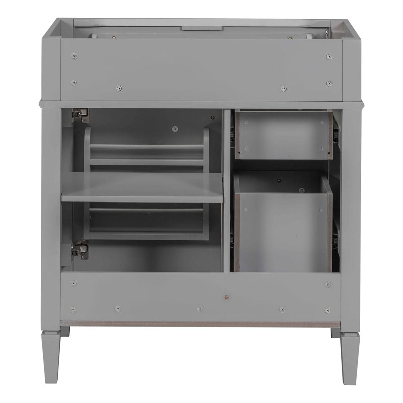 Meuble-lavabo moderne de 30 pouces avec 2 tiroirs et tiroir escamotable, idéal pour un rangement efficace et une conception contemporaine