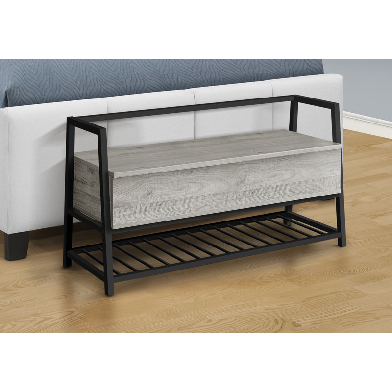 Banc, entrée, couloir, rangement, 42 po rectangulaire, stratifié gris, métal noir, contemporain, moderne, Gris