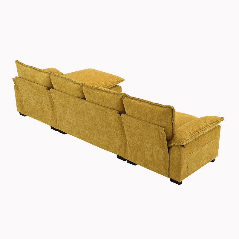 Canapé modulaire 3 pièces rembourré, Chenille gingembre