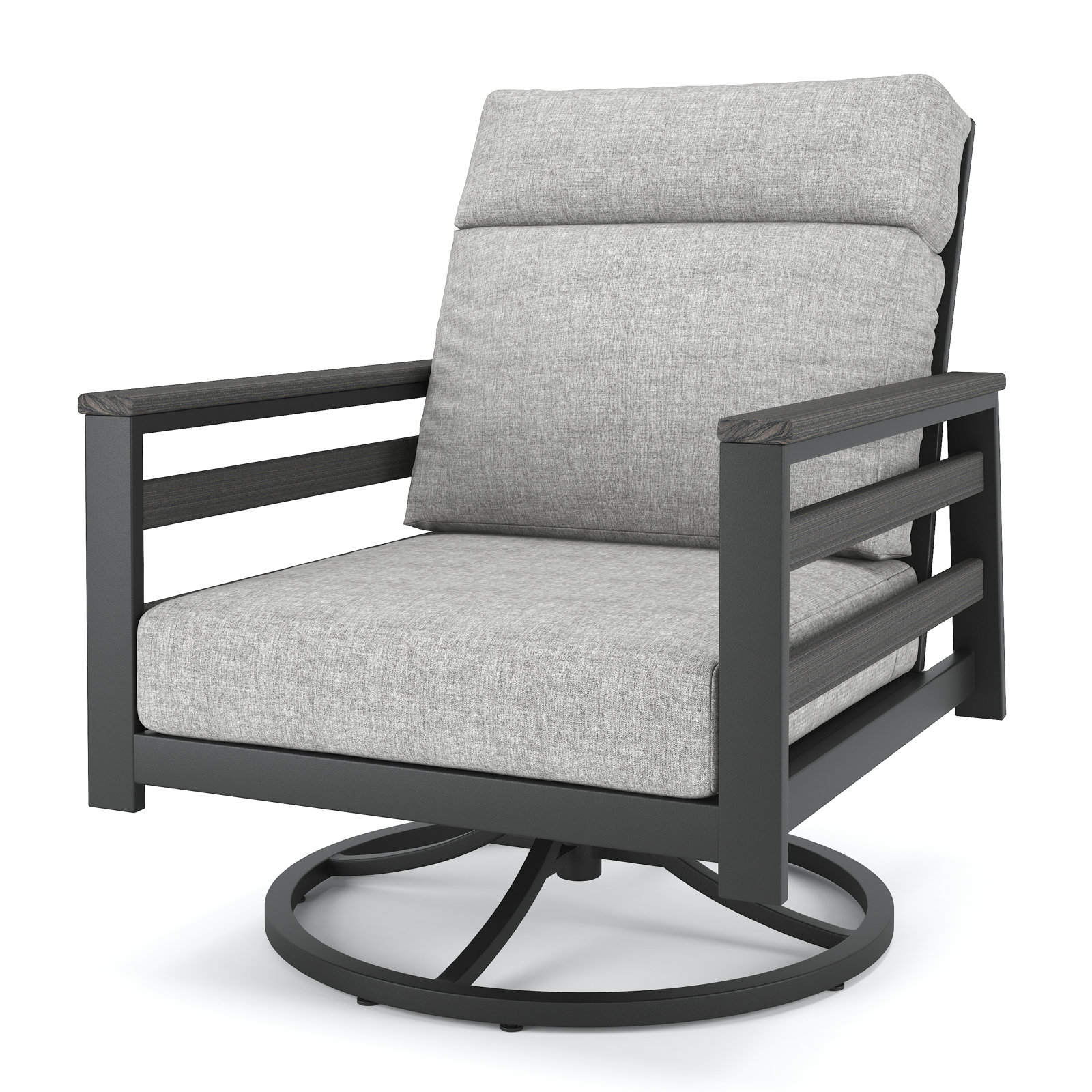 Townsend Sunbrella® Swivel Patio Lounge Chair, Gray, Canvas Granite