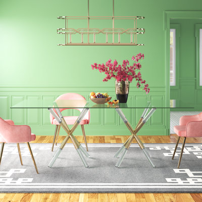 Jonah Rectangular Glass Top with Plastic / Acrylic Base Dining Table