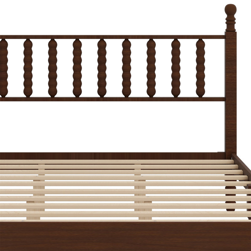 Lit plateforme en bois avec tête de lit en forme de gourde, lit plateforme de style rétro avec support à lattes en bois