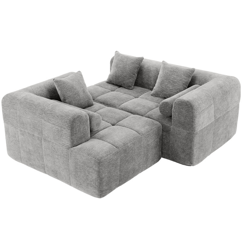 Canapé modulaire rembourré en chenille avec poches latérales en nylon 101,2 po Xylon