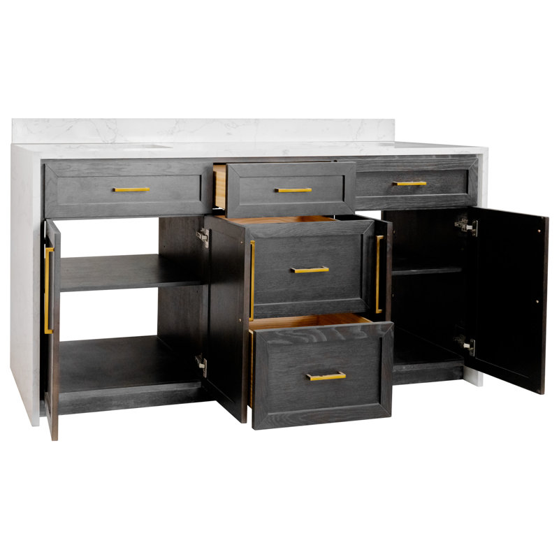 Akalya 72" Bathroom Vanity Set, Dark Oak