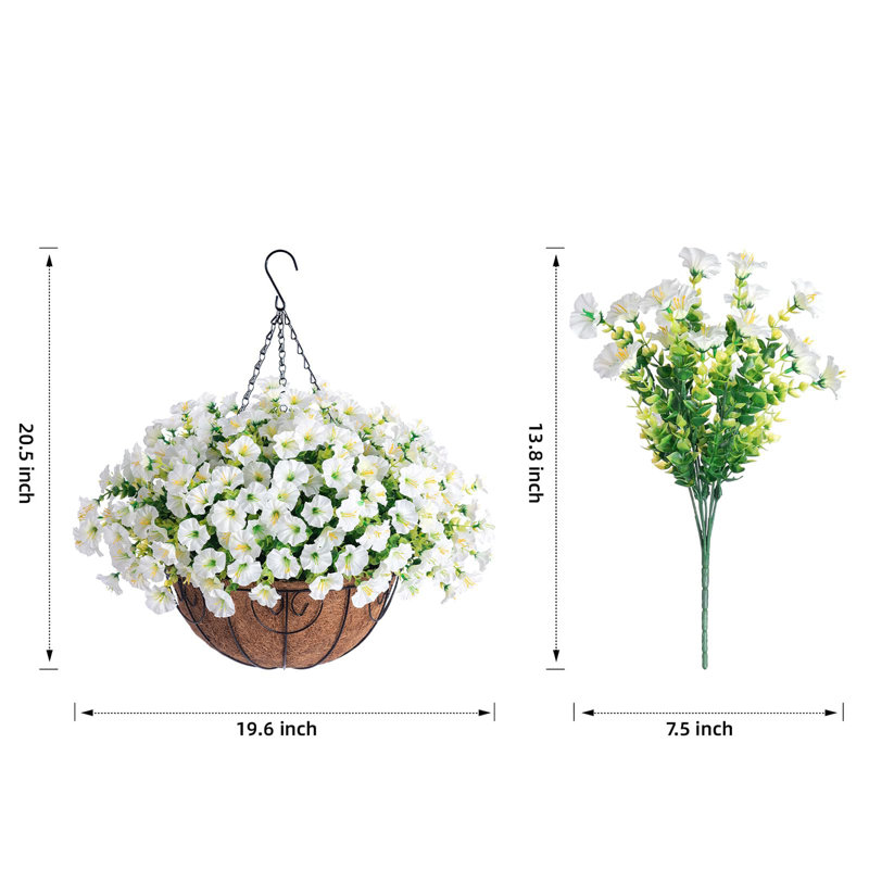 Panier à fleurs artificiel suspendu Eucalyptus, White