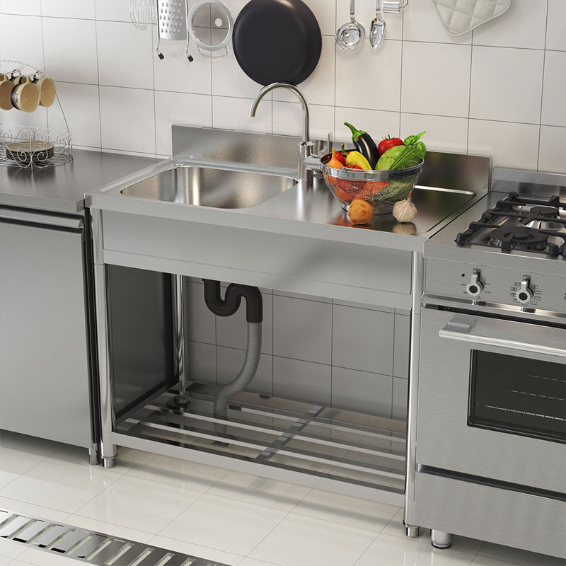 Belfry Kitchen Heideman 500mm W Single Bowl Stainless Steel Kitchen Sink with 1 Faucet Hole