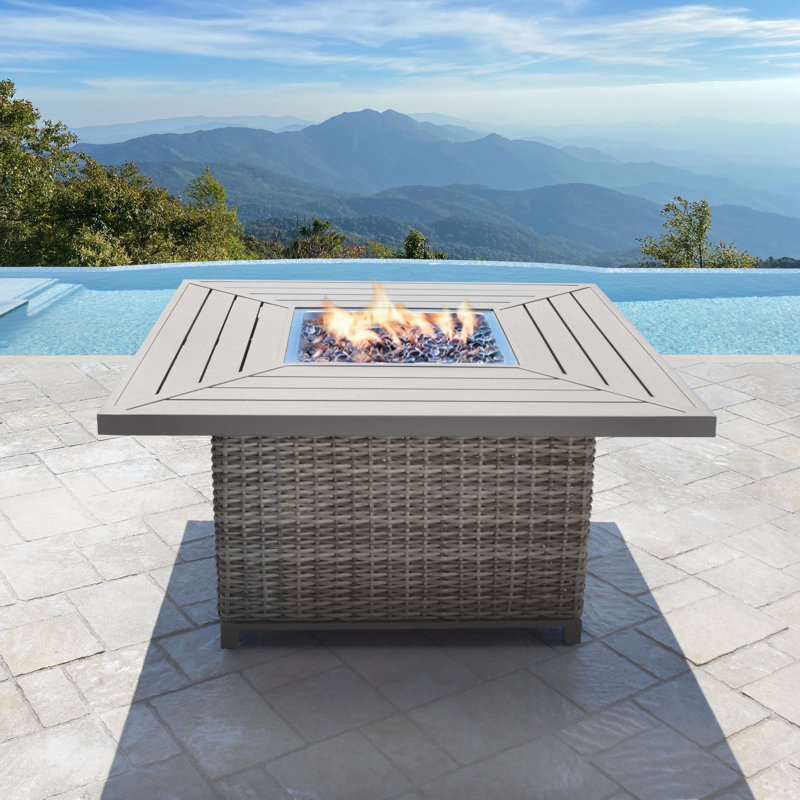 Square Aluminum Propane Fire Pit Table with Hidden Fuel Tank