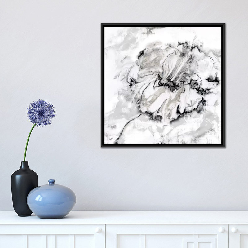 Marble Flower I - sans cadre, reproduction sur toile giclée, H 26 po x l 26 po x P 1,5 po, Toile avec cadre flottant noir
