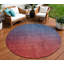 Tapis d'intérieur rond lavable ombré 8 pi bleu marine et rouge aubergine