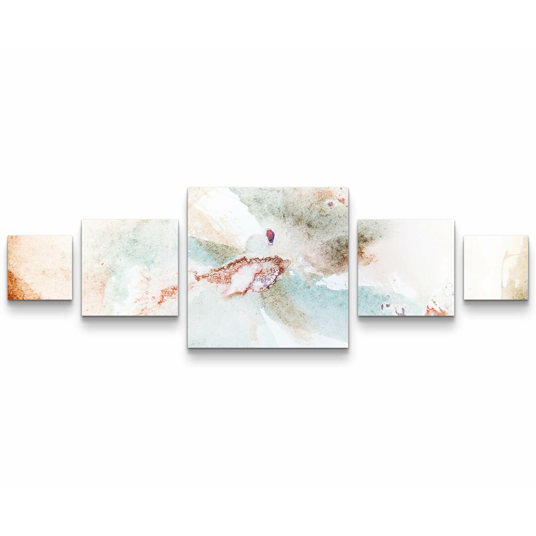 5-tlg. Leinwandbilder-Set Aquarell in beige und braun