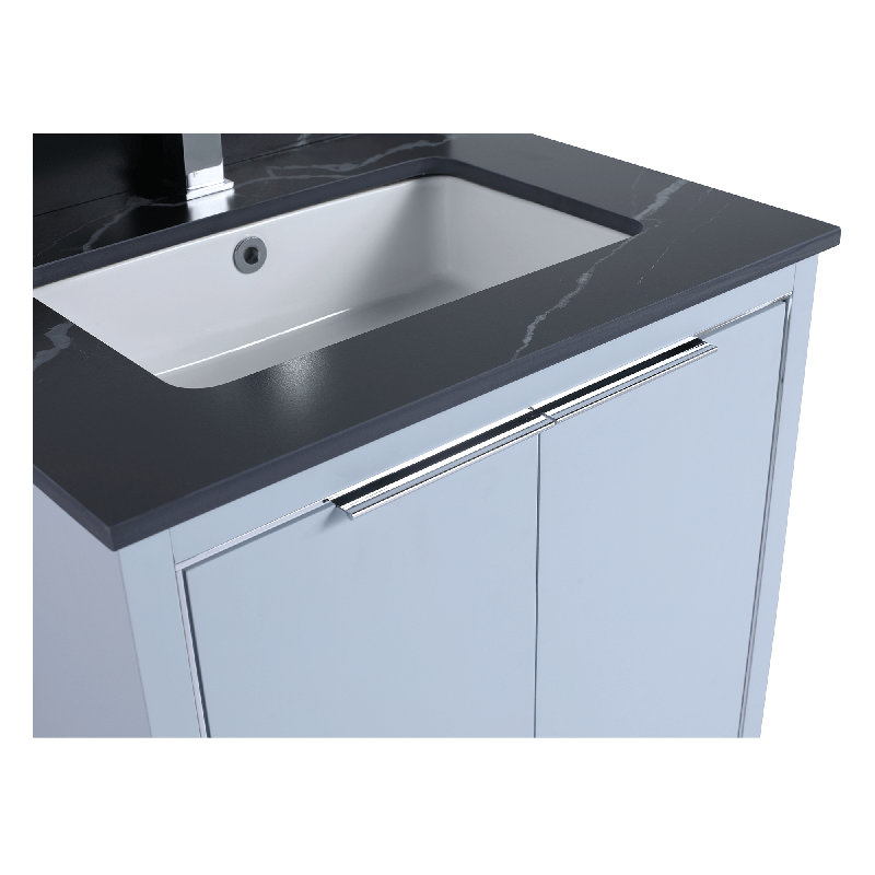 24'' Single Bathroom Vanity with Stone Top, Chrome, Pastel Blue