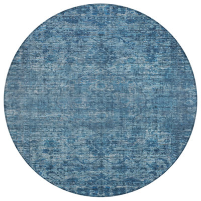 Machine Washable Indoor/Outdoor Xhevrie Blue Rug