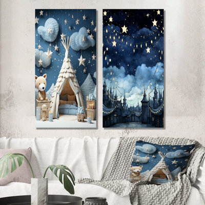 «Child Nursery Starry Night I», ensemble d'art mural en métal pour chambre de bébé