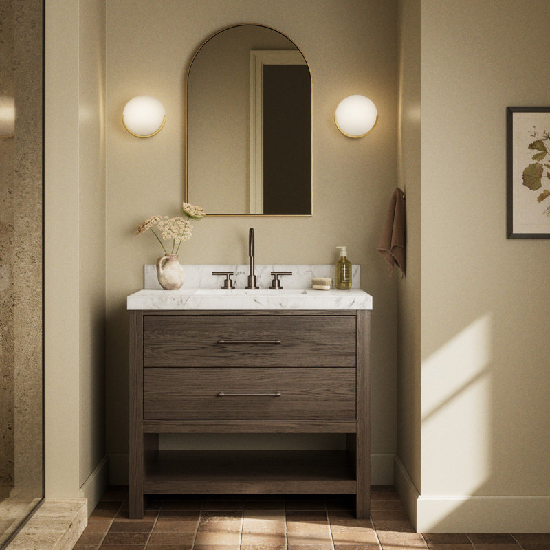 Anthem Single Vanity, Carrara Marble, Satin Espresso Oak
