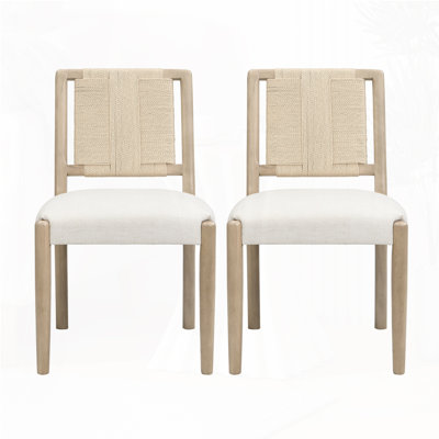 Upholstered Dining Chairs With Woven Rope Backrest