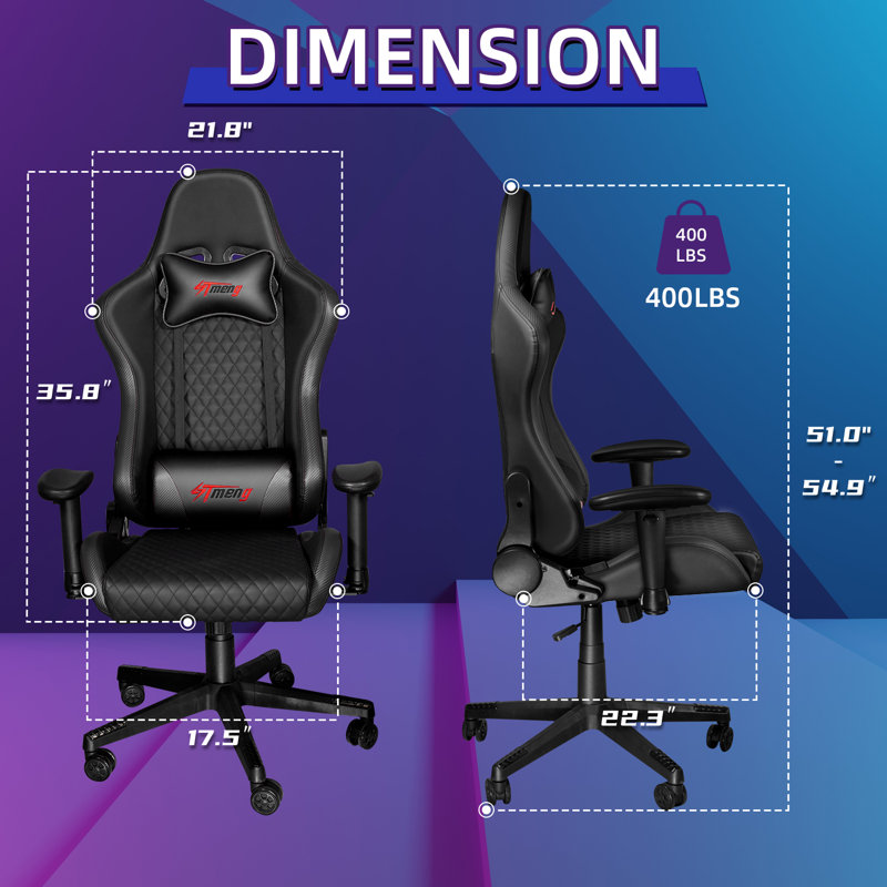 Fauteuil de jeu PC et de course, Noir