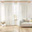 Wood Grain Farmhouse Double Curtain Rod with Boho Rustic Finials 72-144"-1652445082