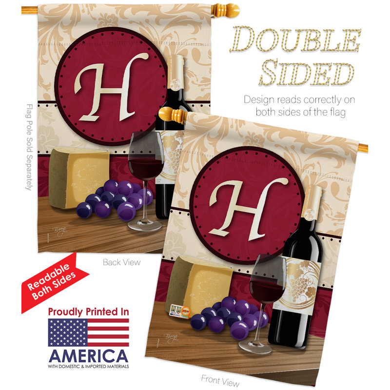 Polyester à 2 côtés 40 x 28 po vin happy hour & boissons ensemble de drapeau, P