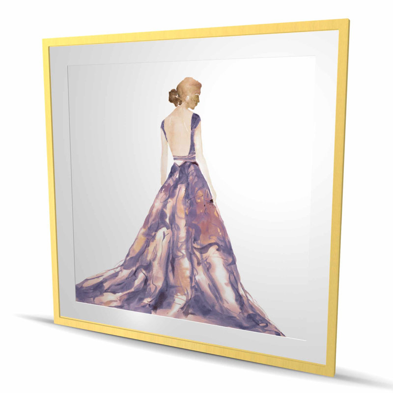 Mauve robe de bal - reproduction encadrée illustrée pour la décoration intérieure, Doré