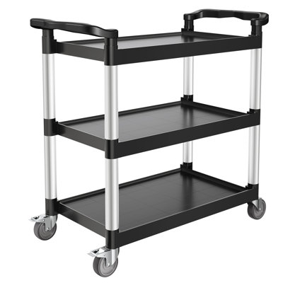 Heavy Duty Utility Cart 500 lbs Capacity 3-tier Service Cart with Wheels
