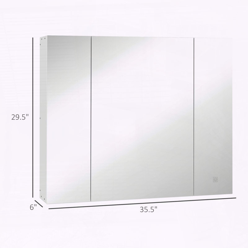 Armoire à pharmacie murale avec miroir à intensité variable, 3 portes et port USB - kleankin 35,5 po