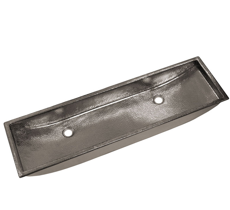 Lavabo de salle de bain rectangulaire Trough, Nickel poli