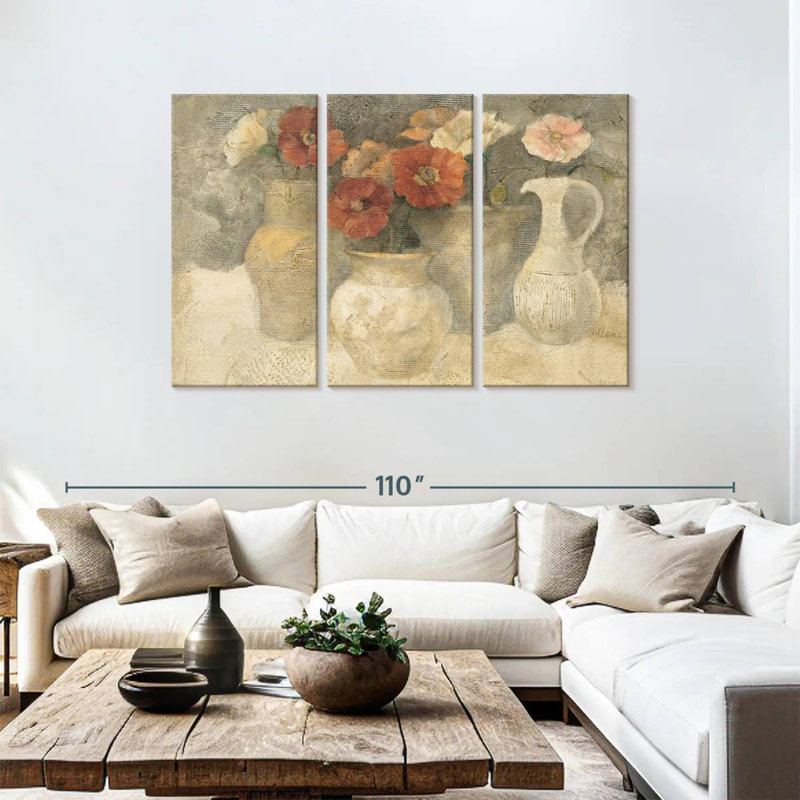 Coquelicots Harnek en blanc, H 48 po x l 74 po
