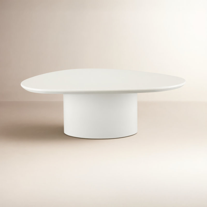 Eden Solid Wood Coffee Table, Ivory White Lacquer