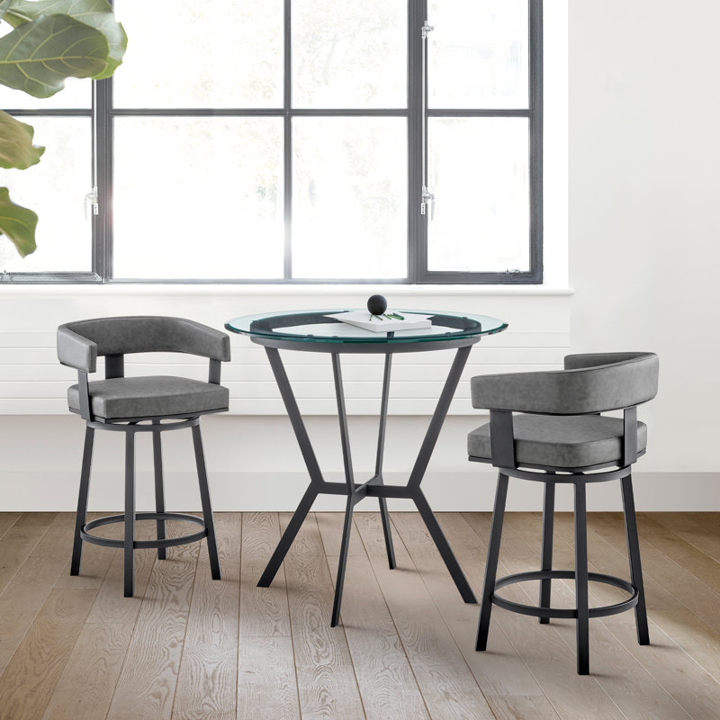 Four Leg Base Dining Set, 5, Black/Gray, Black