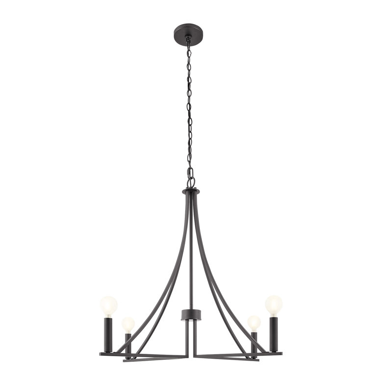 Lustre 4 lumières Meridian en noir mat, Noir mat