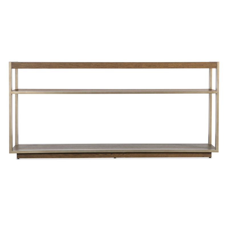 Medium Oak and Metal Console Table with Marble Top