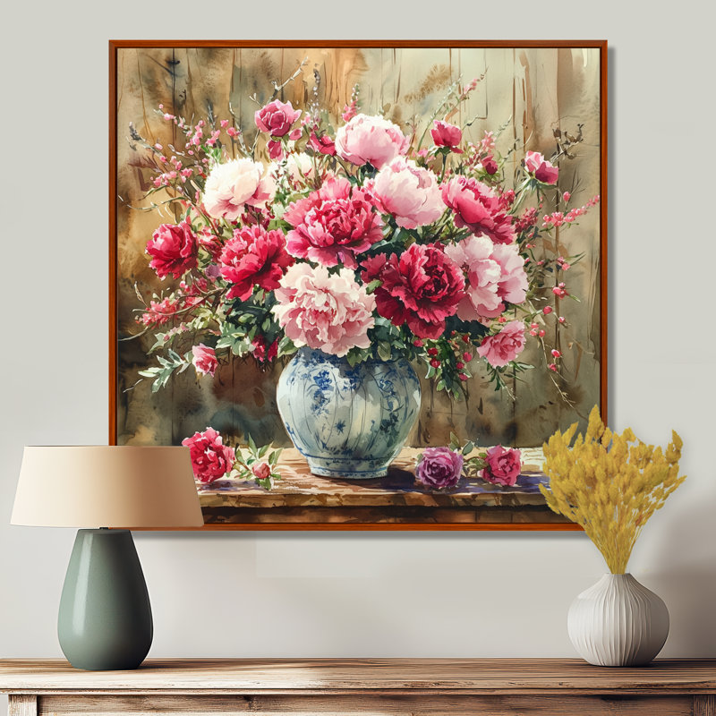 «Rustic Romance Bouquet Of Roses I», art mural large assorti, Impression encadrée flottante, Brun, H 16 po x l 16 po