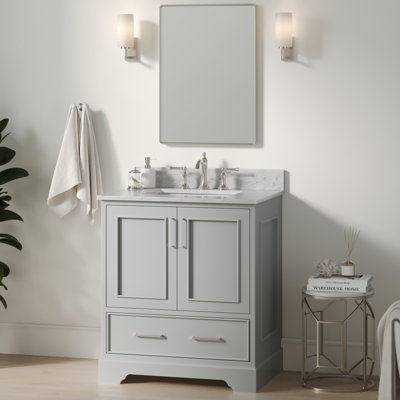31'' Single Bathroom Vanity with Carrara Marble Top