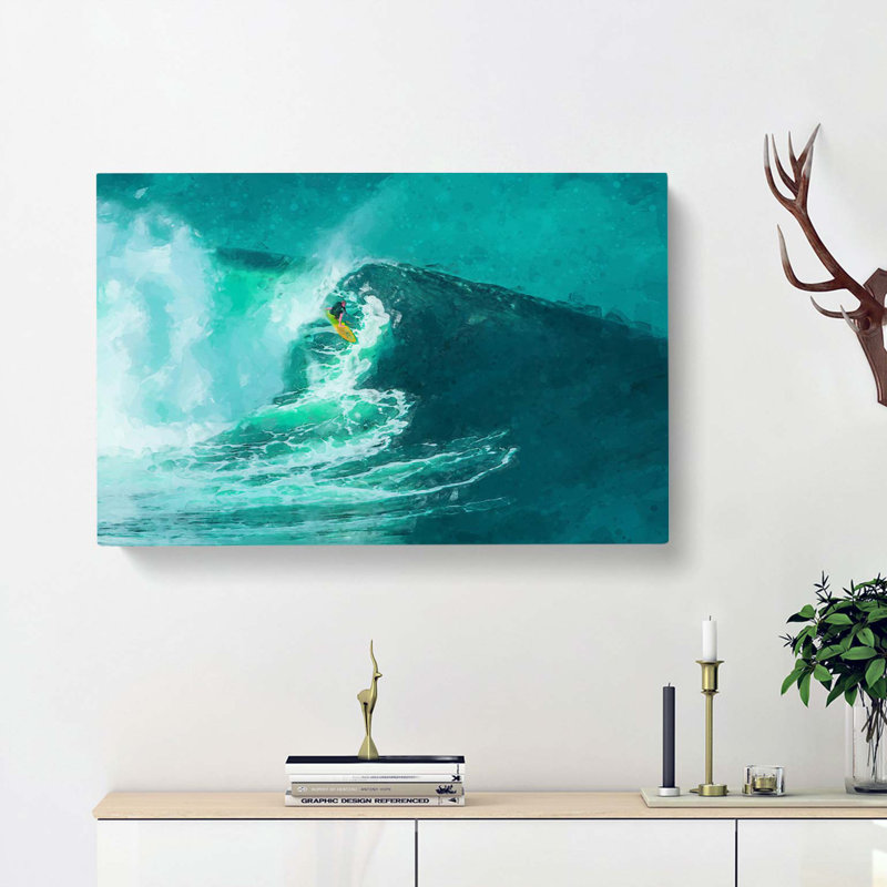 Surfing In Hawaii - Wrapped Canvas Print, 50cm H x 76cm W x 3cm D