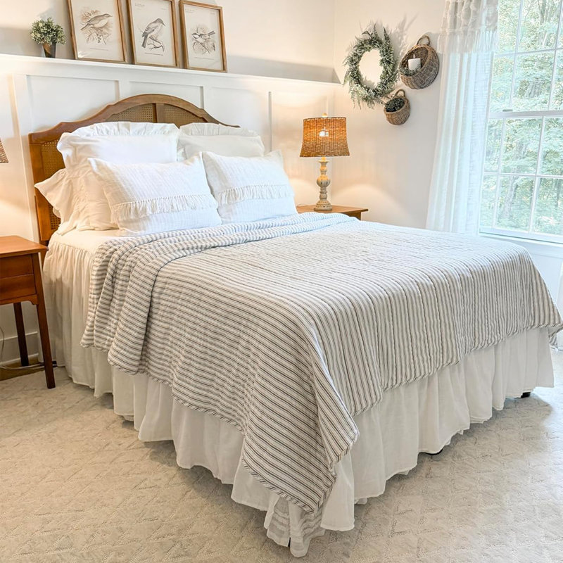 Timeless Ticking Gray King Quilt