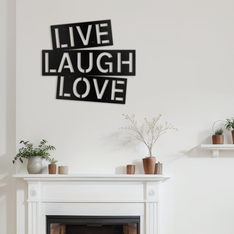 «Live Laugh Love», décoration murale en métal, signe de texte en lettres séparées, cadeau unique, décoration murale, Noir