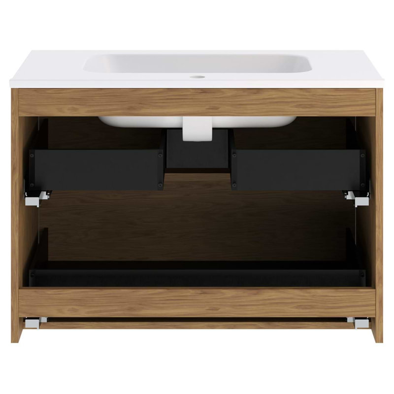 Kora 31.89" Wall Mounted Single Bathroom Vanity with Top, Silver
