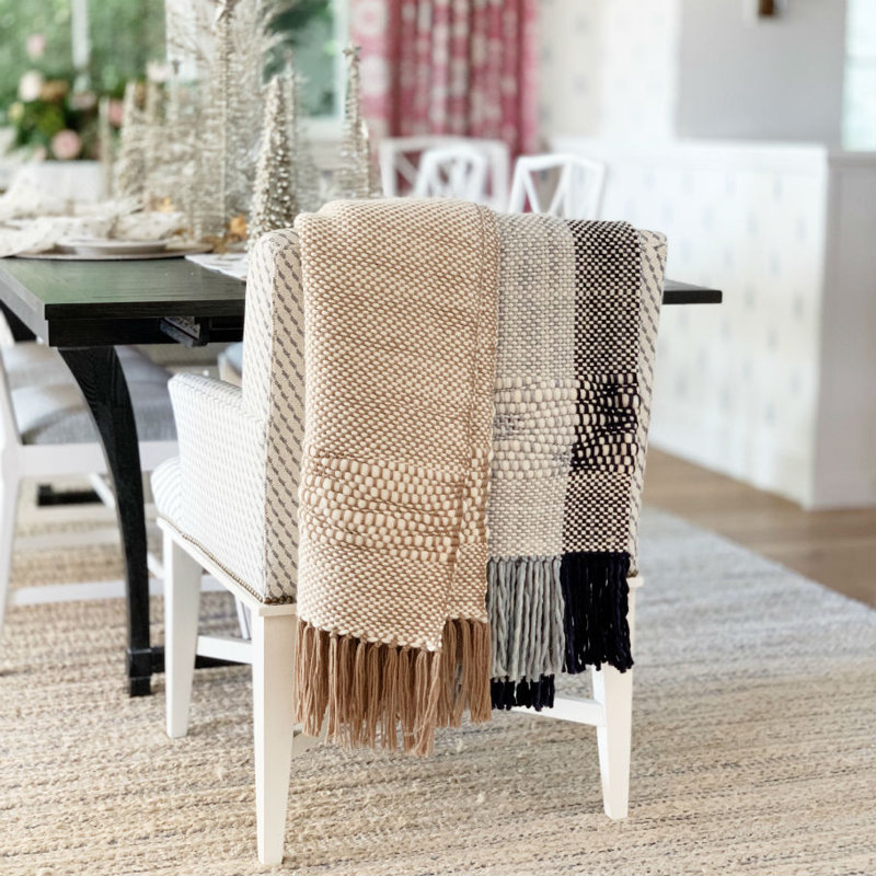 Ushuaia Hand Woven Throw Blanket, Navy
