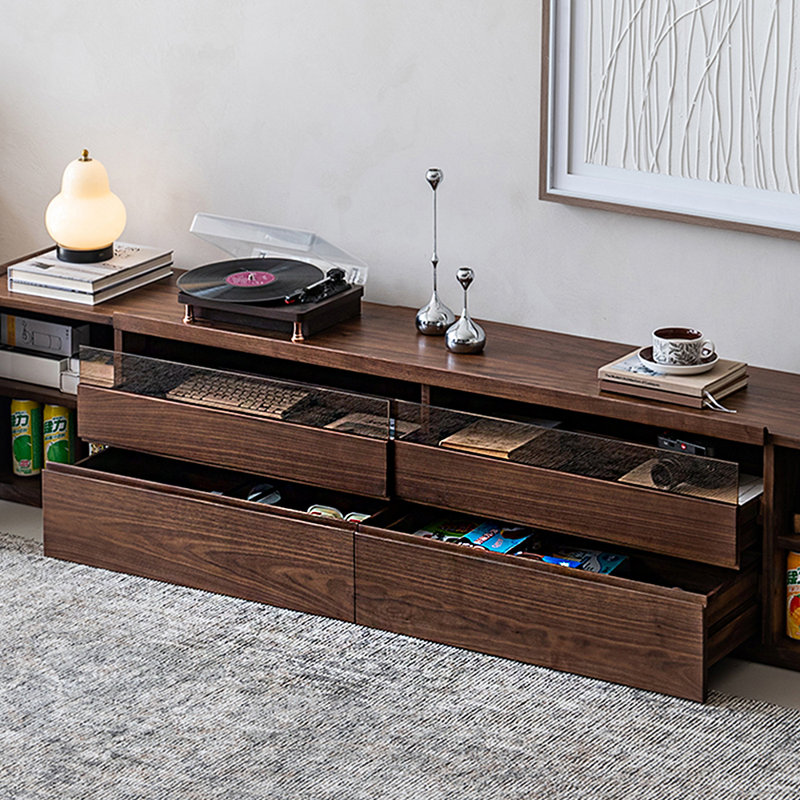 Meuble télé nord-américain en bois massif, H 17,71 po x L 82,67 po x l 15,74 po