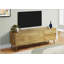 Meuble télé, console de 72 po, meuble multimédia, tiroirs de rangement, armoire de rangement, stratifié noyer, style Mid-Century