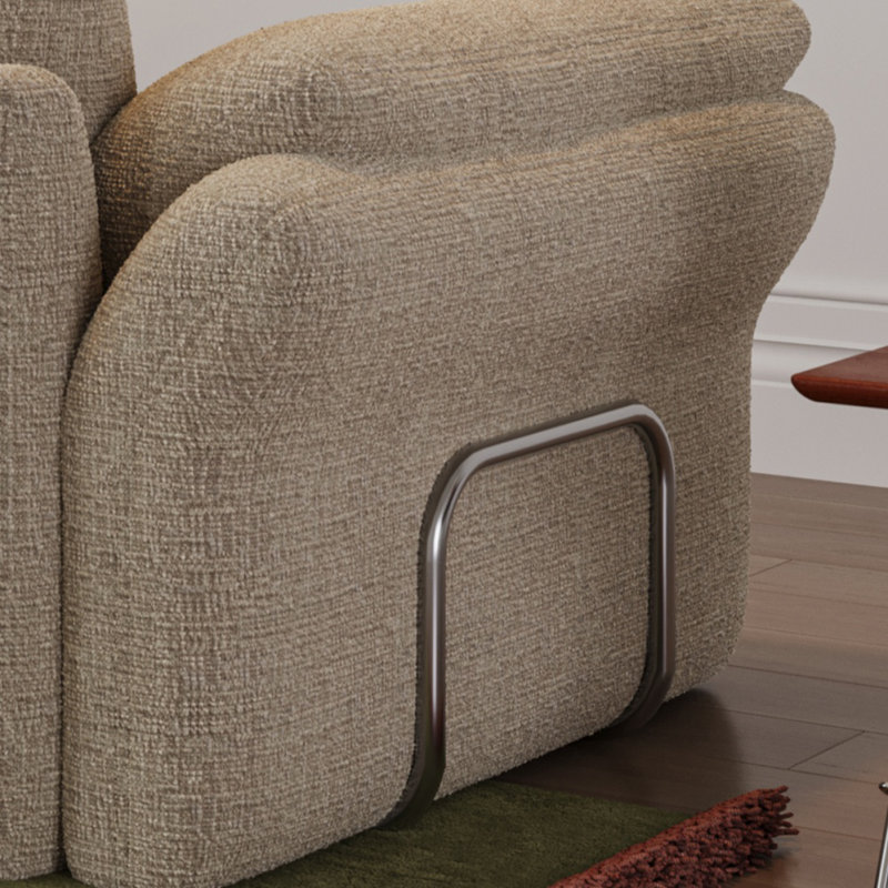 Canapé droit en chenille lavable Mid-Century