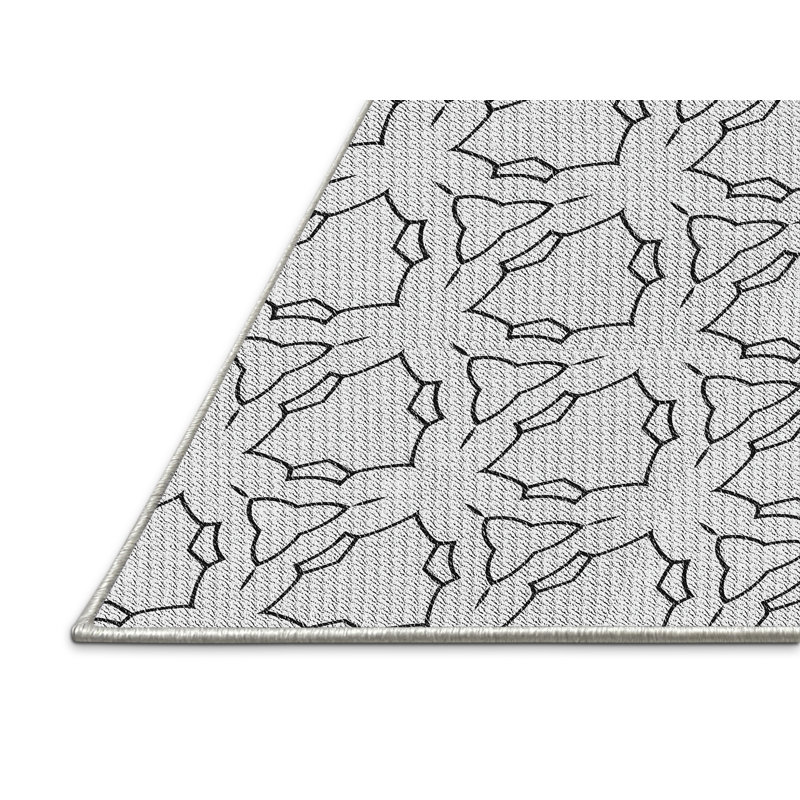 Tapis blanc/noir à motifs, Rectangle 3 pi x 5 pi