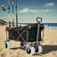 Beach Wagon with Big Wheels for Sand 500lbs capacity - All Terrain Steel Frame Utility Cart with 9" Pneumatic Tires, Collapsible Folding Design ,strap with multiuse bag ,black-110289760