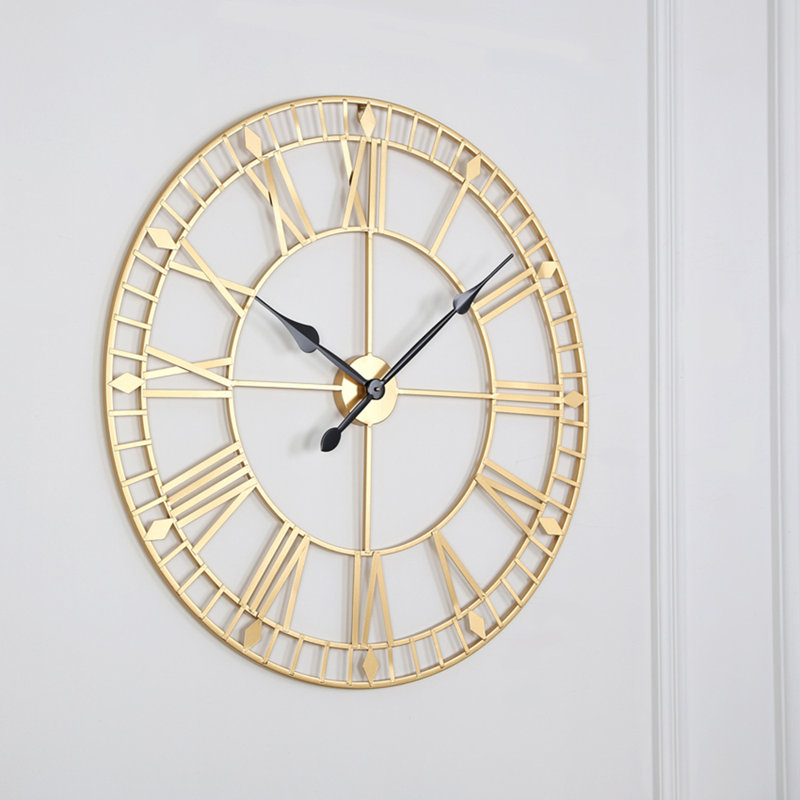 Elienor Iron Wall Clock, 80cm H x 80cm W x 4cm D, Gold
