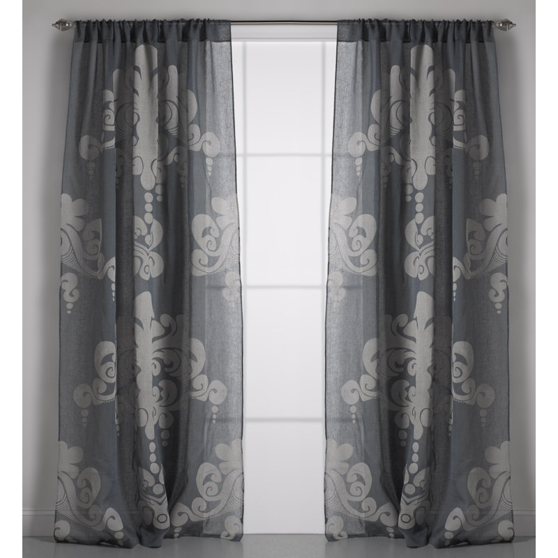 Mcdowell Linen Sheer Curtain Single Panel, 54" W x 108" L, Natural/Bark Linen Gauze